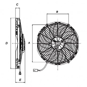 Ventilateur SPAL aspirant 310 mm - Puissance 1430 m3/h