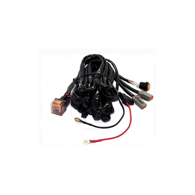Double câble relais - Faisceau électrique - Barre / phare LED 2 Prises Mâle DT